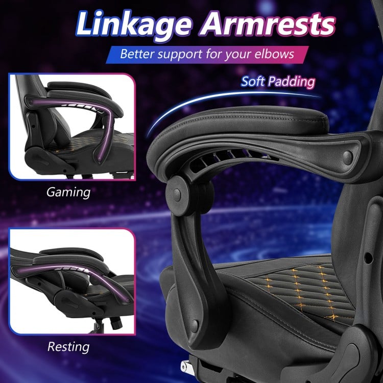 Ergonomic Video Game Computer Chair with Headrest and Lumbar Pillow-Black