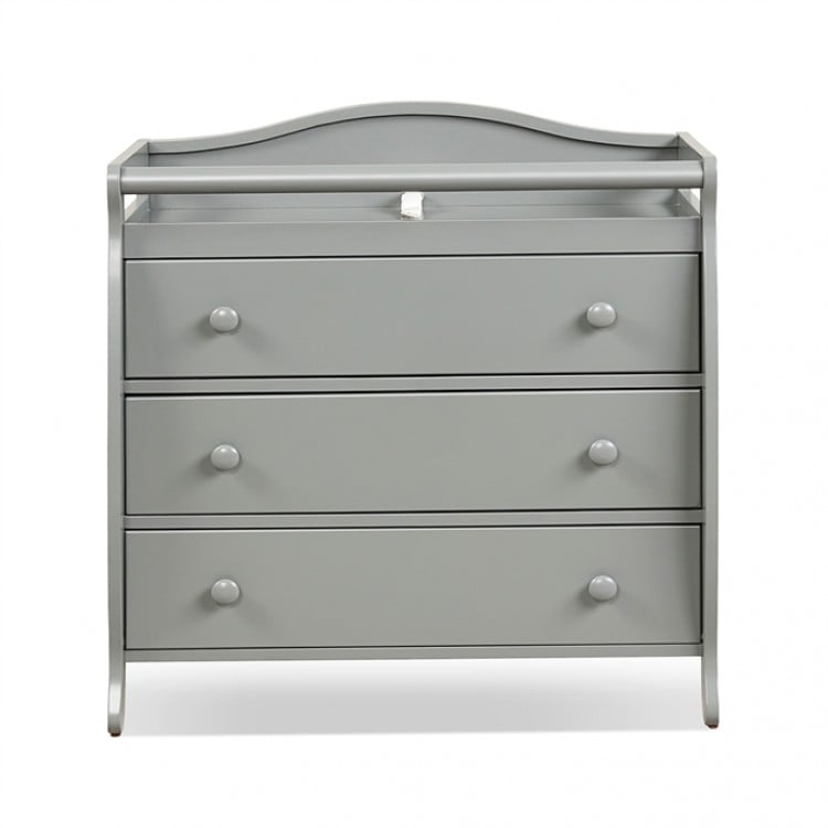 Baby Changing Table Infant Diaper with 3 Drawers and Safety Belt-Gray