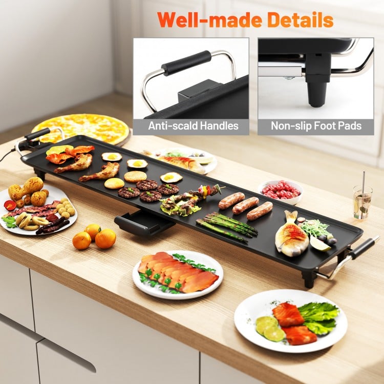 35 Inch Large Electric Griddle Nonstick BBQ Grill with Adjustable Temperature-M