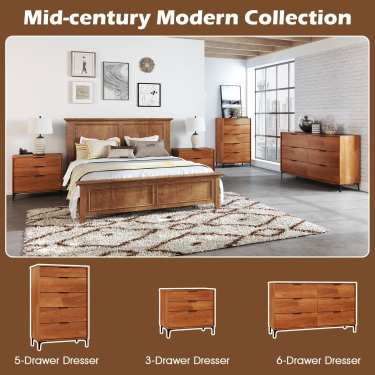 6-Drawer Dresser with Interlock System for Bedroom Living Room-Cherry
