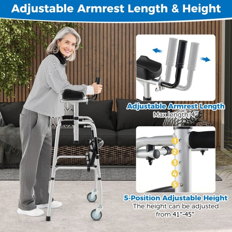 Versatile Rolling Walker for Rehabilitation Training-Silver