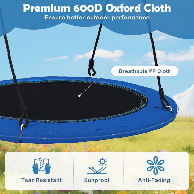 40 Inches Saucer Tree Swing Round with Lights for Kids and Adults-Blue