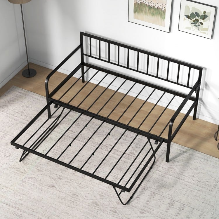 Twin Daybed with Charging Station and LED Lights-Black