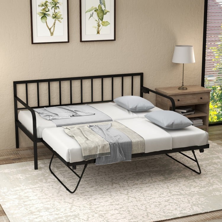 Twin Daybed with Charging Station and LED Lights-Black