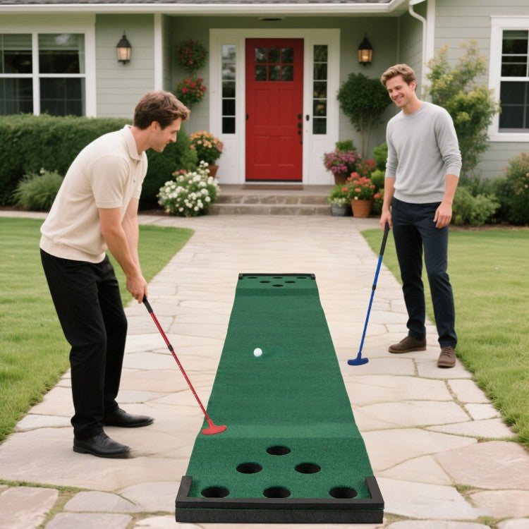 11 FT Indoor Outdoor Putting Green Mat Set with 2 Adjustable Putters & 6 Golf Balls