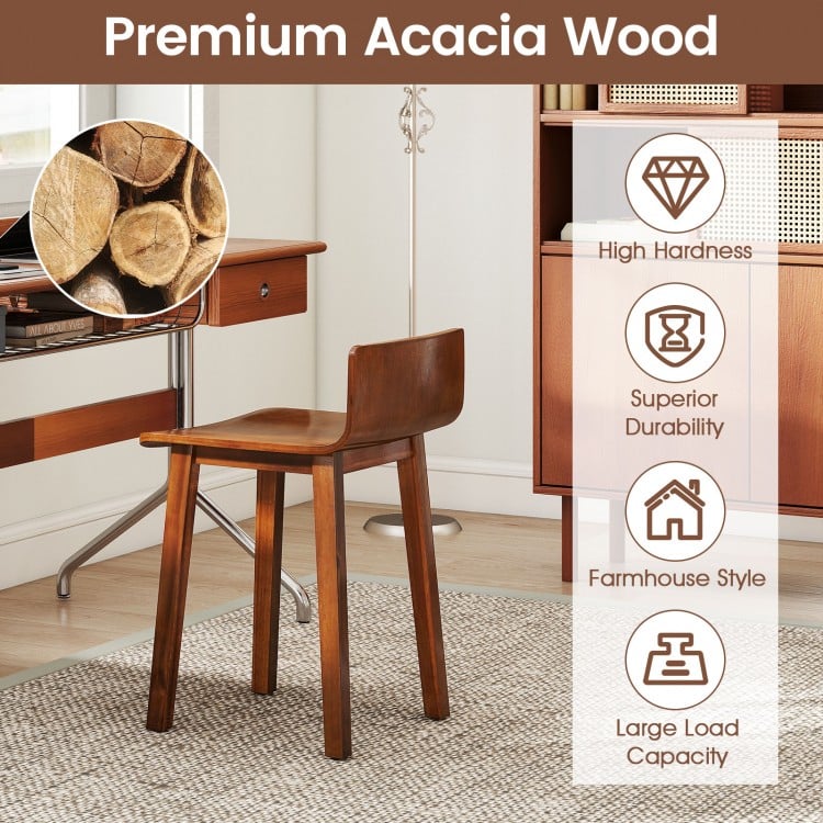 Wood Dining Chair Set of 2 Farmhouse Kitchen Dining Room Chairs Mid-Century Modern Armless Side Chairs-Brown