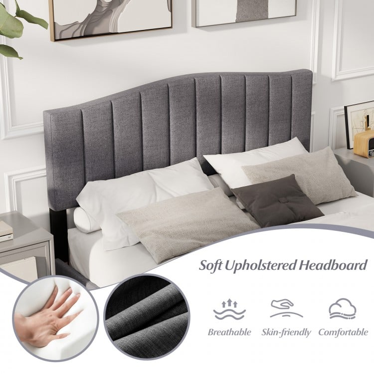 Modern Upholstered Bed Frame with Adjustable Vertical Channel Tufted Headboard-Queen Size
