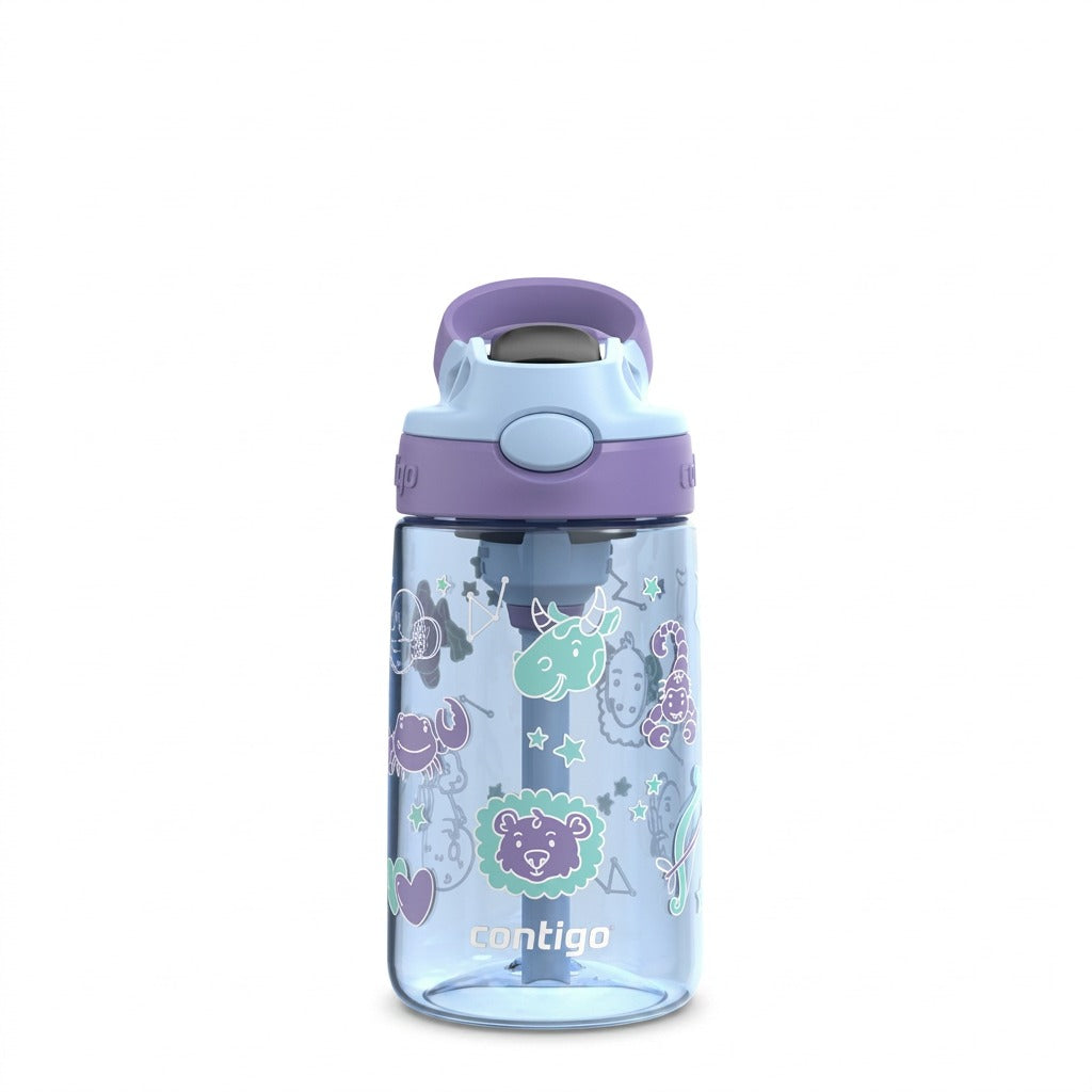 Hero shot of the Contigo Aubrey water bottle, Periwinkle Amethyst Zodiac, 14 oz (414 mL).