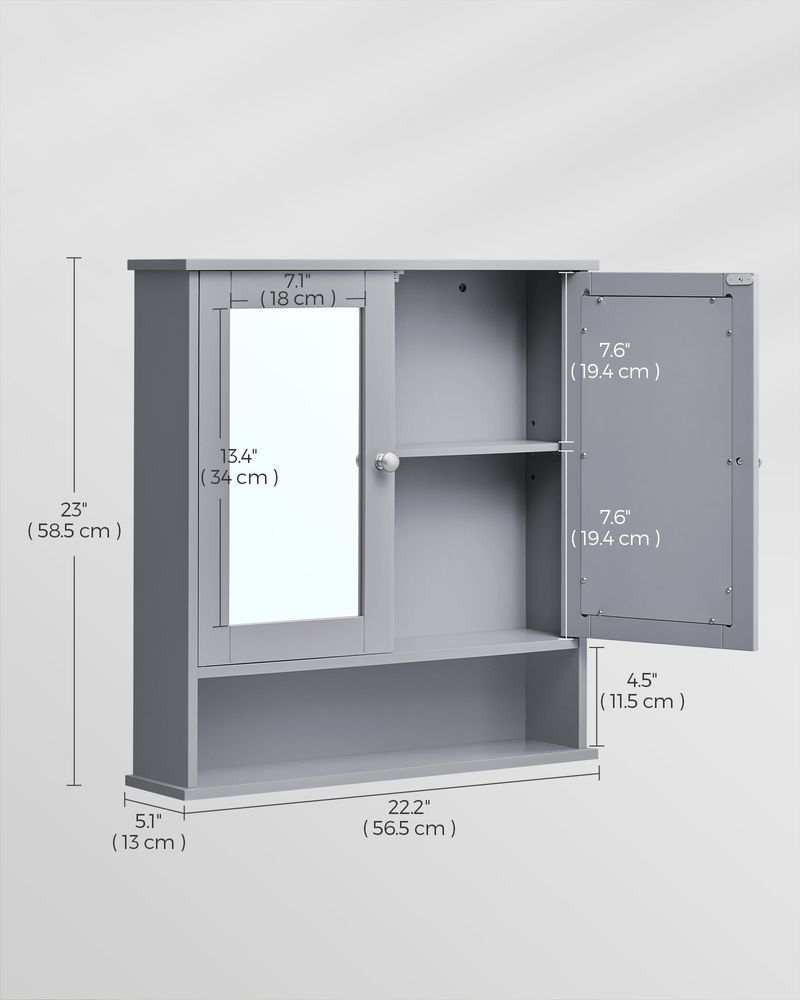 VASAGLE Bathroom Cabinet with Mirror