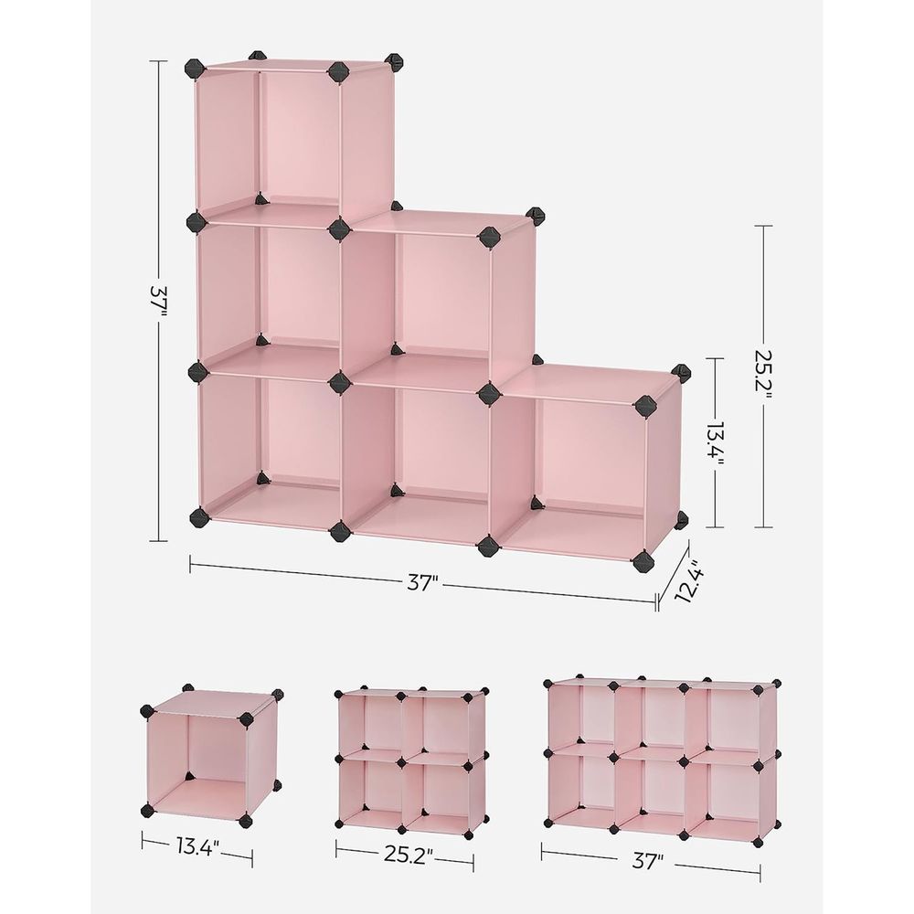 SONGMICS 6 Cube Storage Organizer with Feet and Rubber Mallet