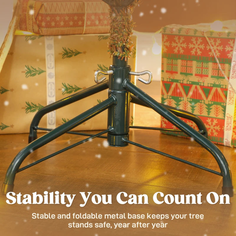 HOMCOM 7ft Artificial Fir Pencil Christmas Tree – Hinged Xmas Tree with 646 Branch Tips & Metal Stand, Easy Assembly, Green