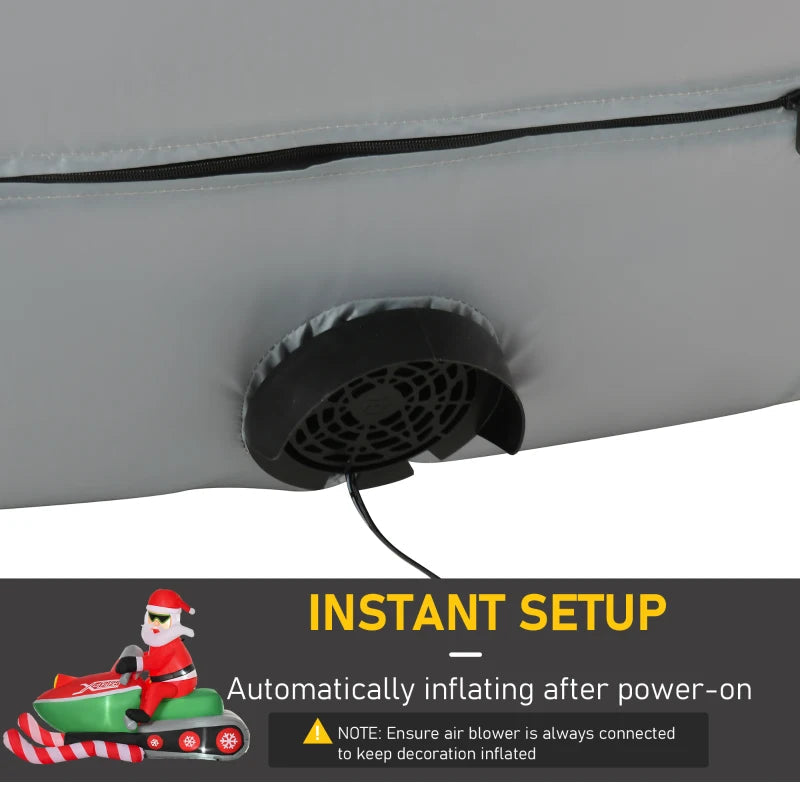 HOMCOM 5.2FT Inflatable Christmas Santa Claus on Snowmobile, LED Lighted Blow Up Decoration for Indoor & Outdoor Holiday Display