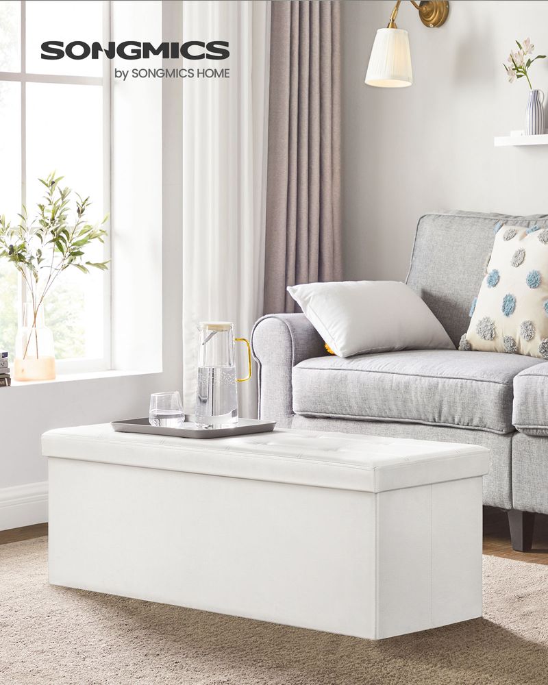 SONGMICS Folding Storage Ottoman Bench