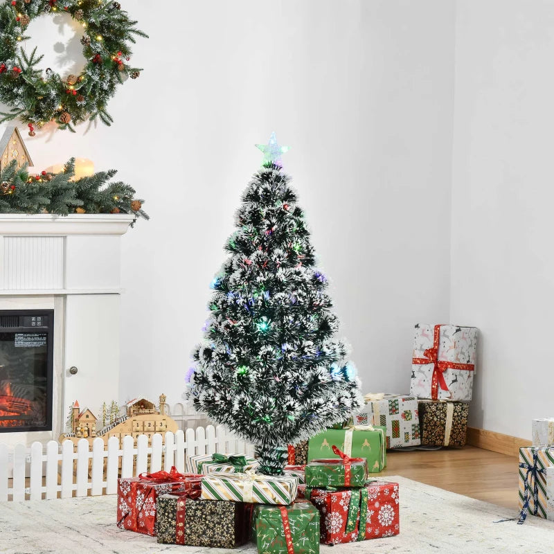 HOMCOM Pre-Lit LED Optical Fiber Christmas Tree with Stand