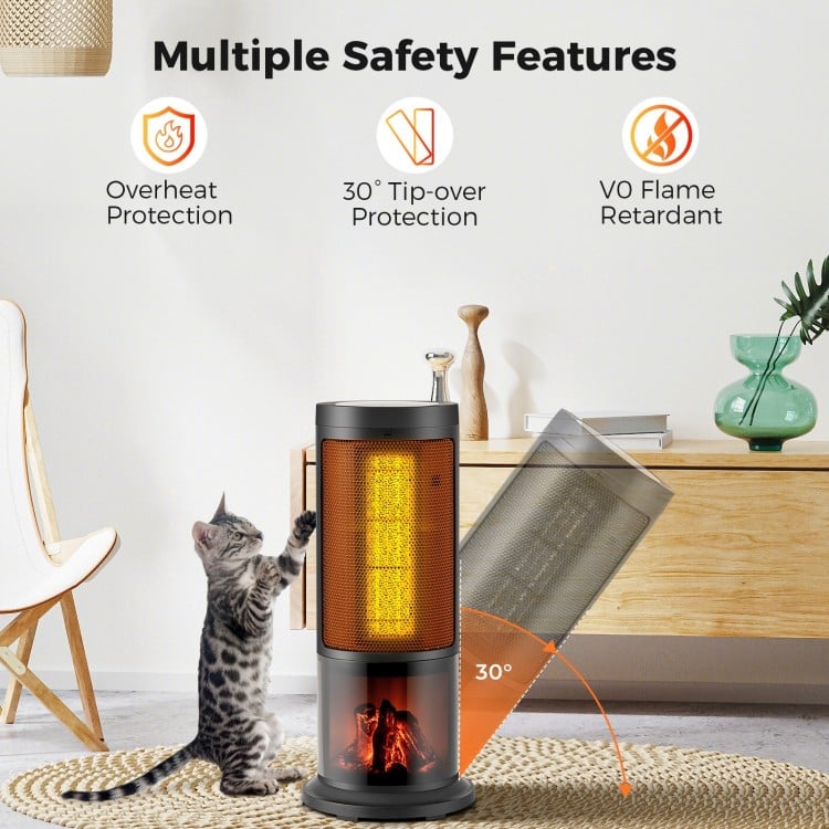 17 Inch 1500W Portable Tower Space Heater with 135° Oscillation-Black