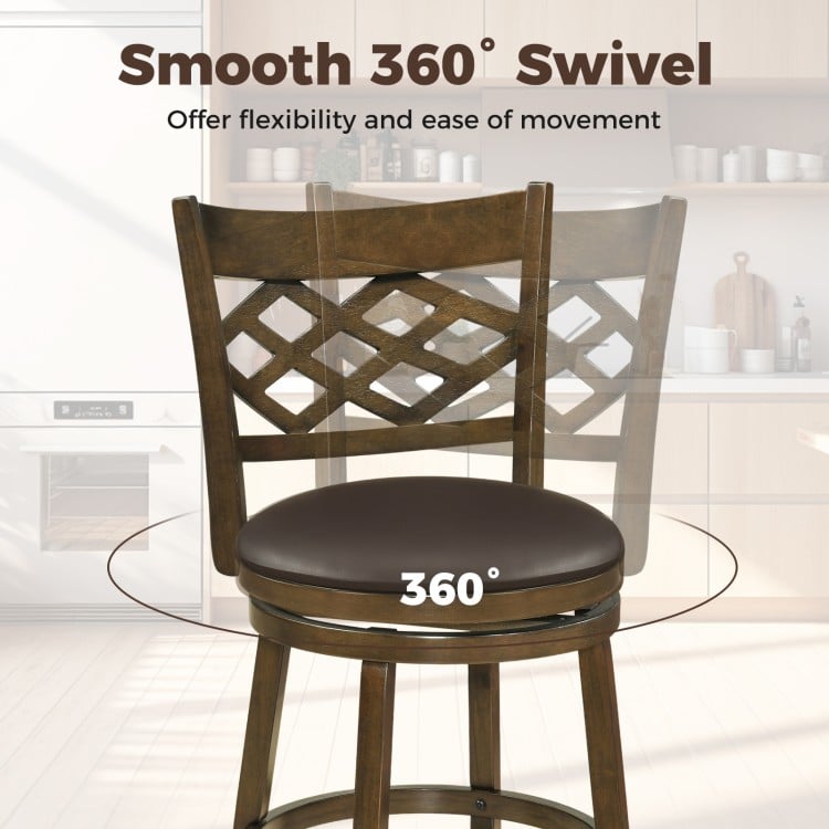 26 Inch Counter Height Bar Stools Set of 2 with Rubber Wood Frame-26 Inch