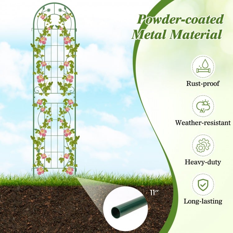 2 Pack 86.5 x 20 Inches Metal Garden Trellis for Climbing Plants-Green