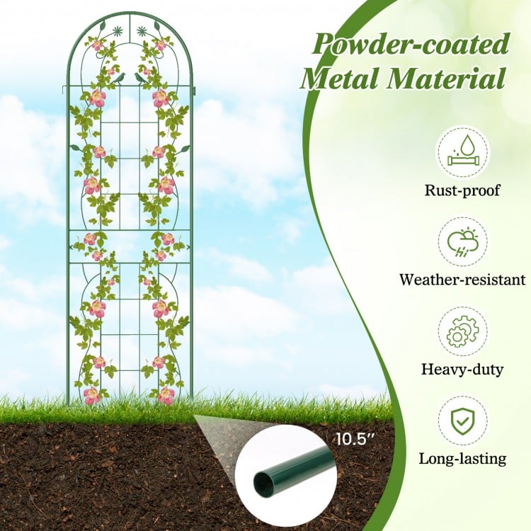 2 Pack 71 x 20 Inch Metal Garden Trellis Rustproof Plant Support for Climbing Plants-Green