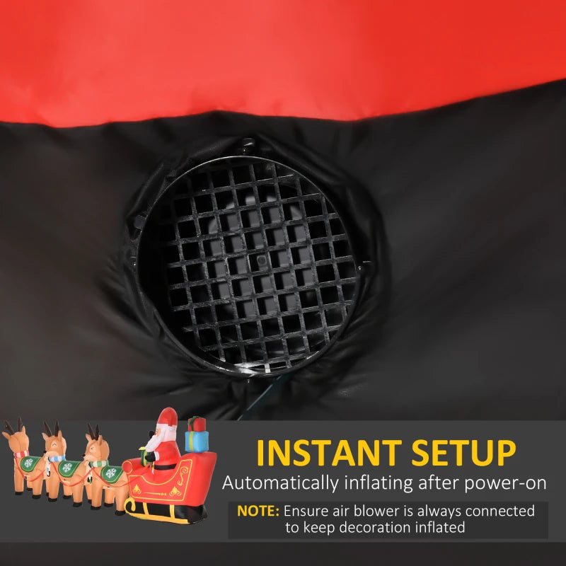 HOMCOM 4.5FT Inflatable Christmas Decoration with Santa Sleigh & 3 Reindeer, Outdoor Blow Up with LED Lights