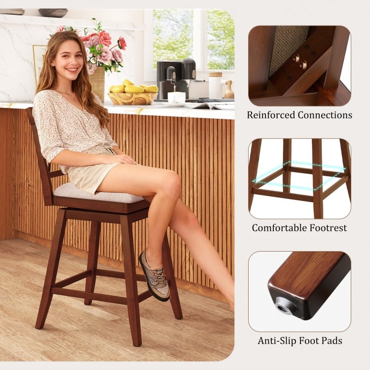24 Inch Counter Height Barstools with Backrest and Upholstered Seat Cushion for Kitchen Dining Room-24 Inch