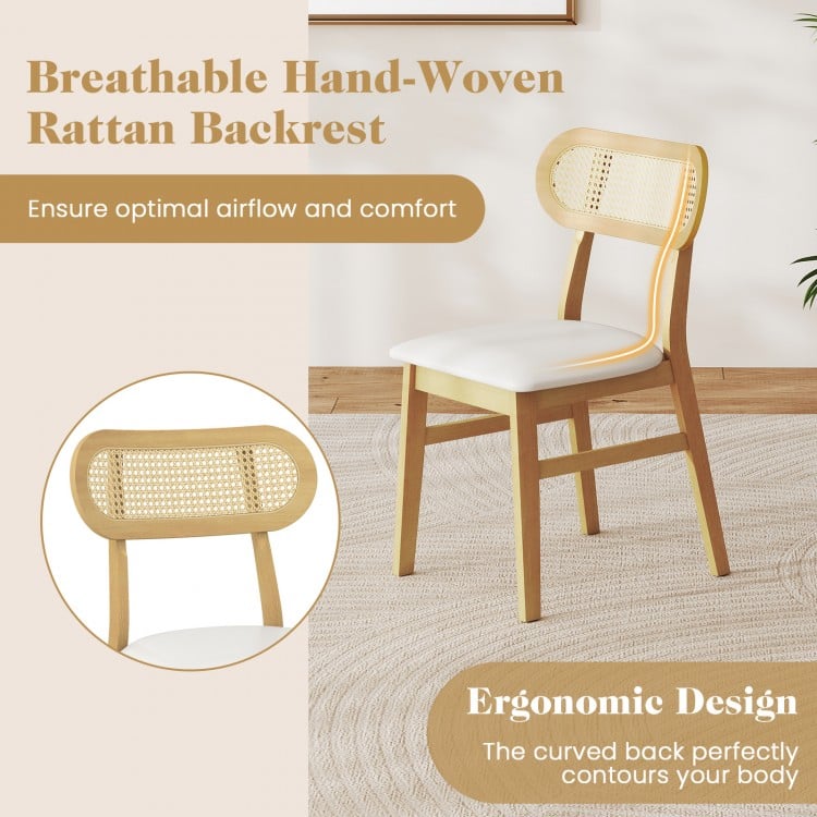 Indoor Mid Century Wood Dining Chairs Set of 2 for Dining Room-White
