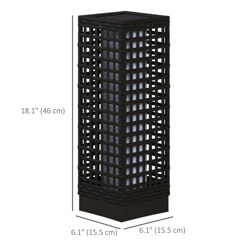 Wicker Solar Outdoor Lamp, Decorative Floor Lamp with Auto On/Off LED Lights, IP44 for Patio, Porch, Pathway, Black