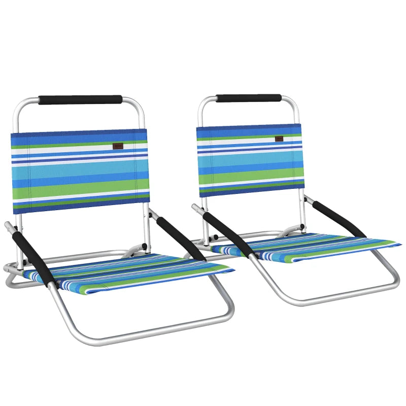 Beach Chair Set of 2, Folding Backpack Beach Chairs, Outdoor Lounge Chair with Hidden Pocket for Patio, Pool