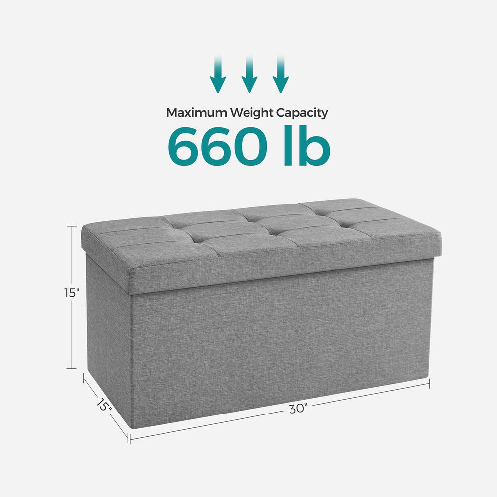 SONGMICS 30 Inches Folding Storage Ottoman Bench