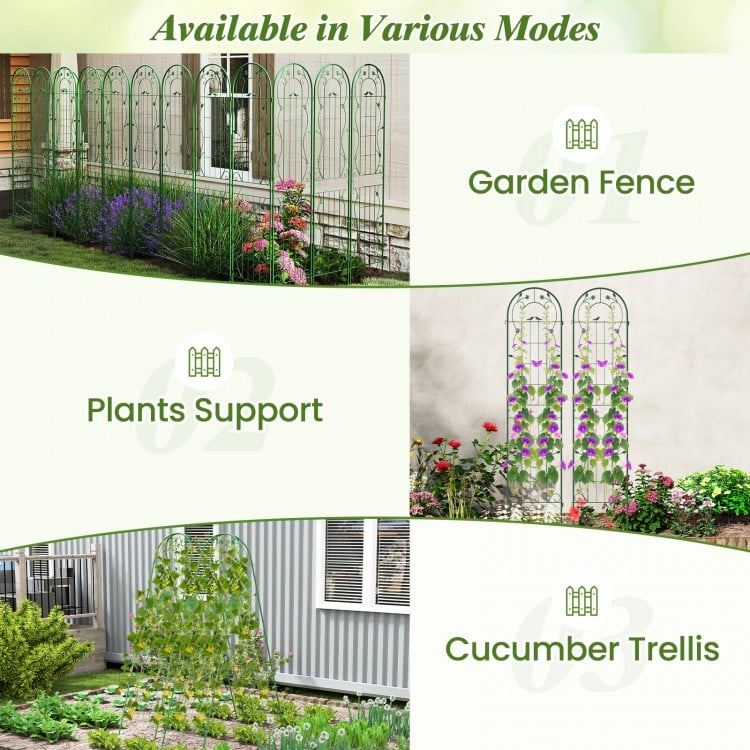 2 Pack 86.5 x 20 Inches Metal Garden Trellis for Climbing Plants-Green