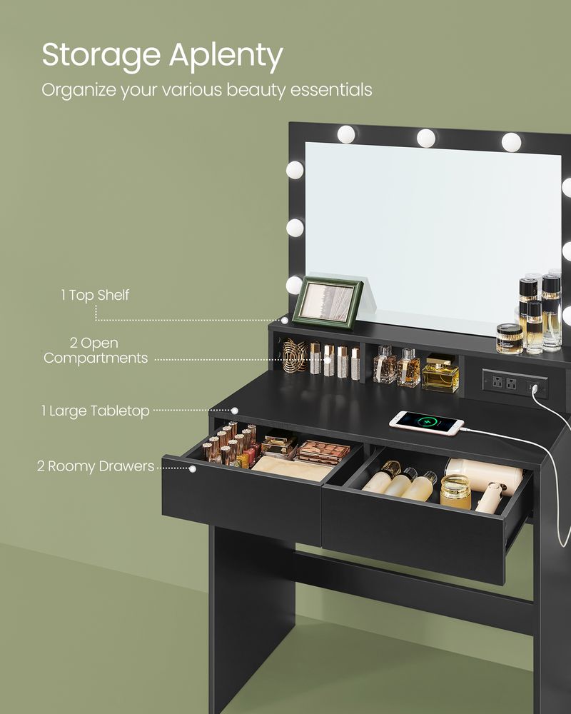 VASAGLE Vanity Desk with Mirror and Lights
