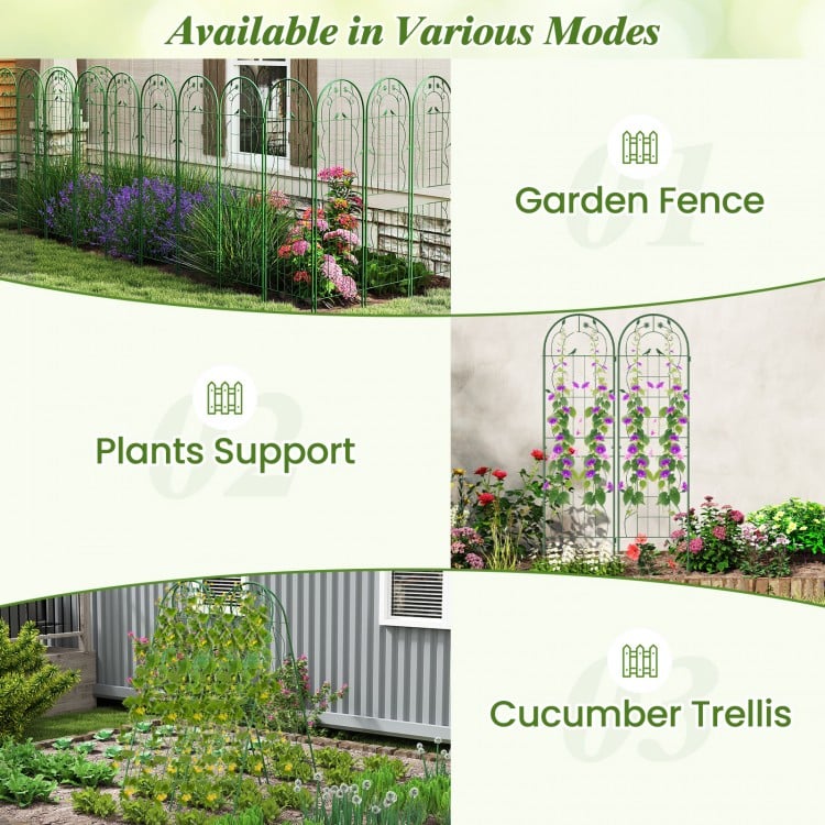 2 Pack 71 x 20 Inch Metal Garden Trellis Rustproof Plant Support for Climbing Plants-Green