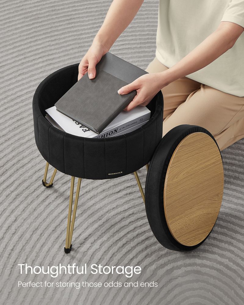 SONGMICS Small Vanity Stool Chair with Storage