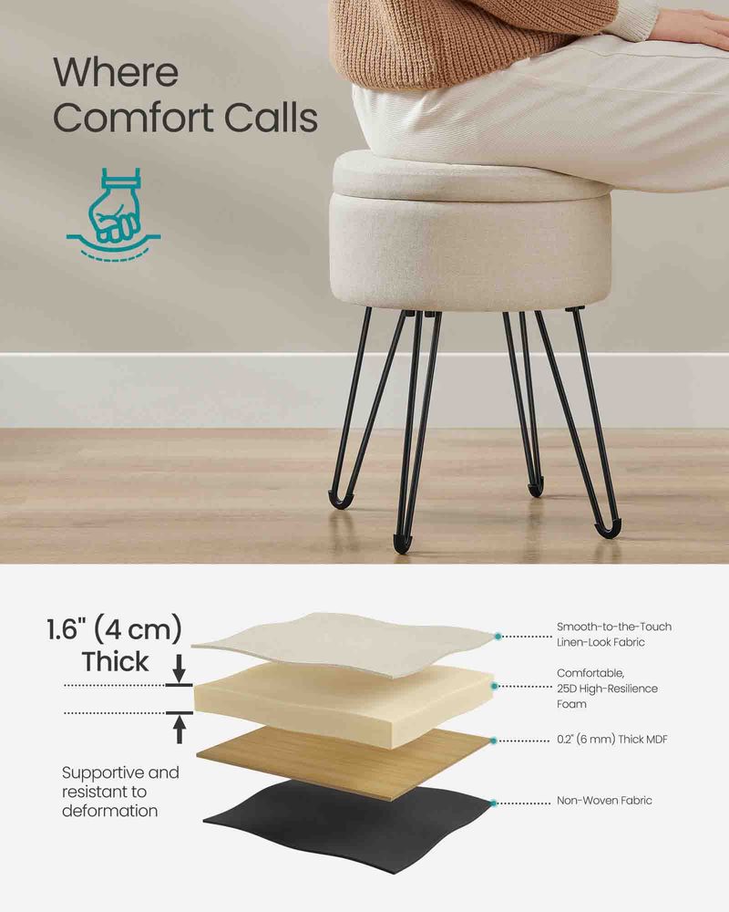 SONGMICS Small Ottoman Stool with Storage