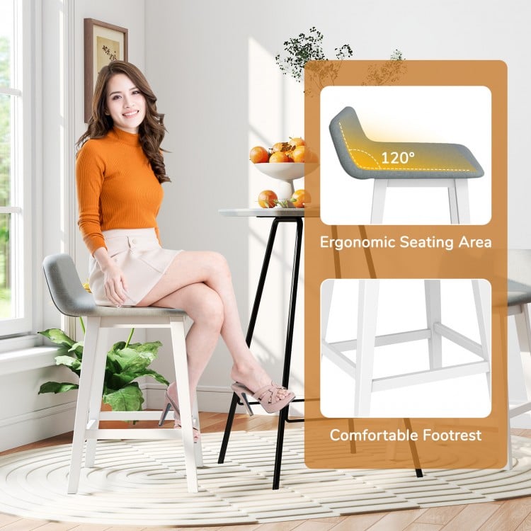 24 Inch Counter Height Bar Stools Set of 2 with Low Back-White