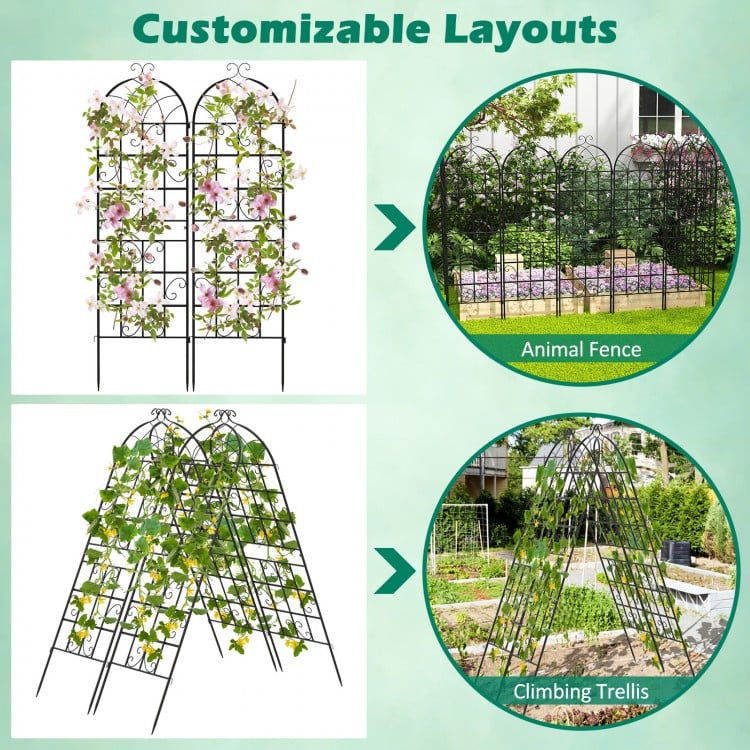 2/4 Pack 71 x 20 Inch Metal Garden Trellis for Climbing Plants-Set of 2