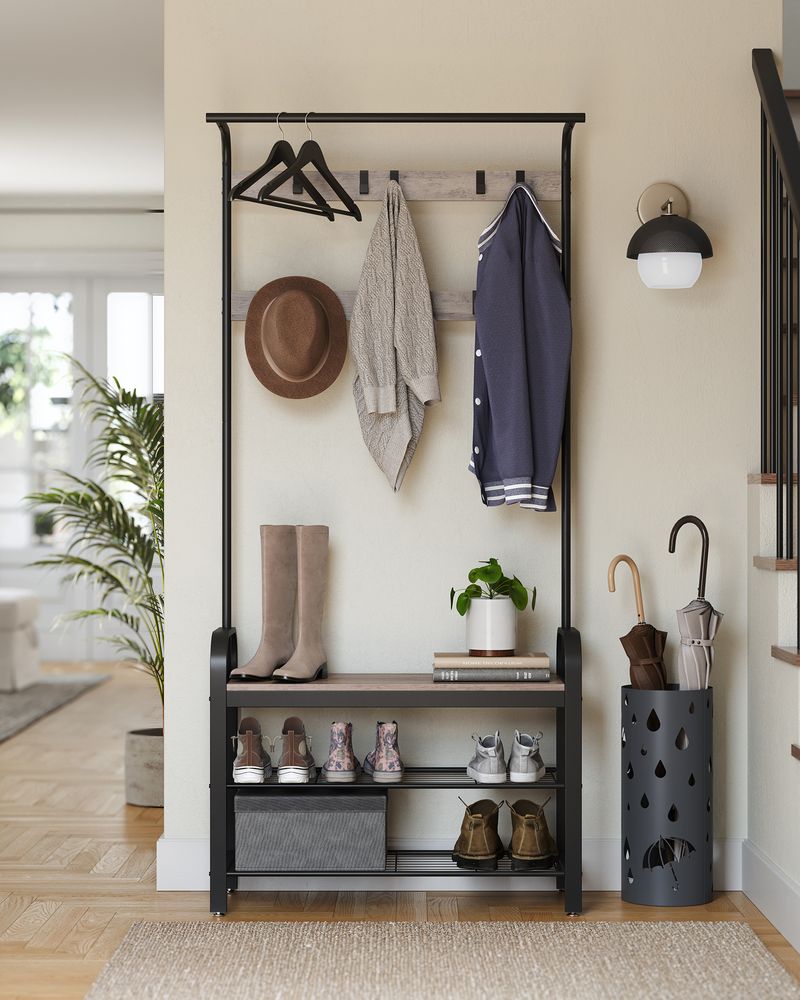 VASAGLE Coat Rack with Shoe Bench for Entryway