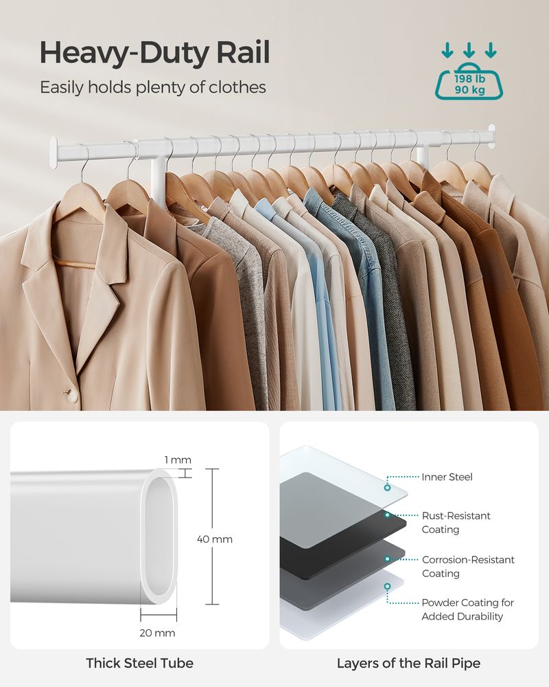 SONGMICS Clothes Rack with Extendable Hanging Rail