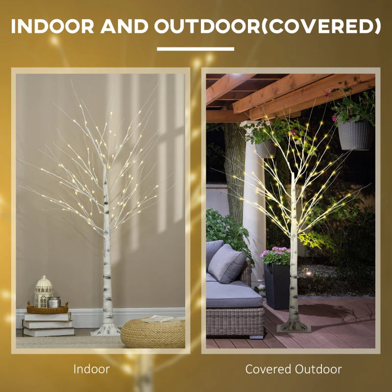 Outsunny Garden Birch Tree Light with 58 Warm LED Lights and 8 Modes, DIY Artificial Lamp for Indoor & Outdoor Parties