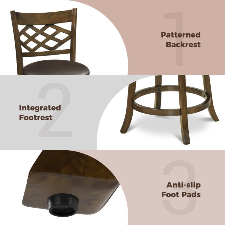 26 Inch Counter Height Bar Stools Set of 2 with Rubber Wood Frame-26 Inch