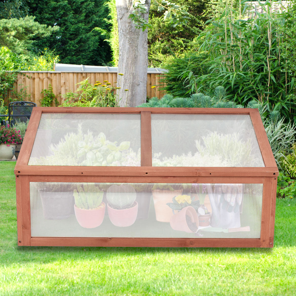 Garden Portable Wooden Green House Cold Frame (39.3" X 24.8" X 15.1")
