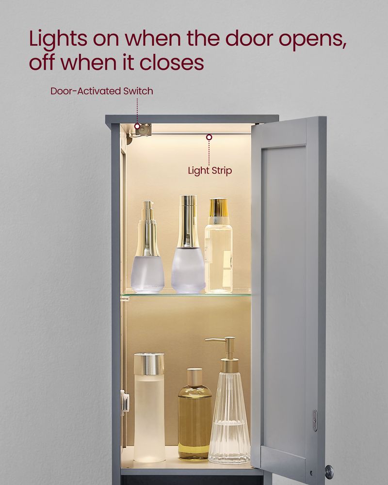VASAGLE Tall Bathroom Cabinet with Lights