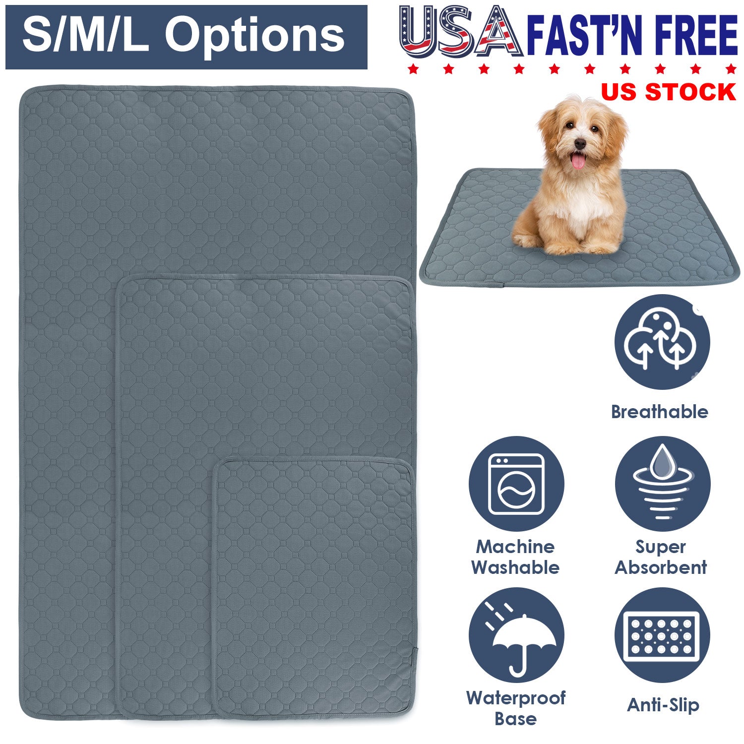 Washable Dog Pee Pad Reusable Puppy Potty Training Pads Waterproof Absorbent Whelping Mat Cat Pee Cushion for Dogs Pets Cats