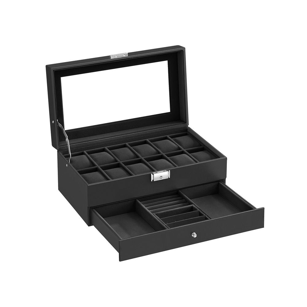 SONGMICS Watch Box with Glass Lid