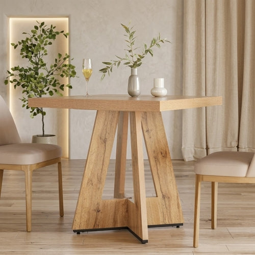Dining Table 31.5" Square Kitchen Dinner Table for 2-4 People with Thick Engineered Wood Top and Modern Design Brown