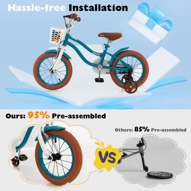 12 Inch Kids Bike Adjustable with Removable Basket for 3-4 Years Old-12 inches