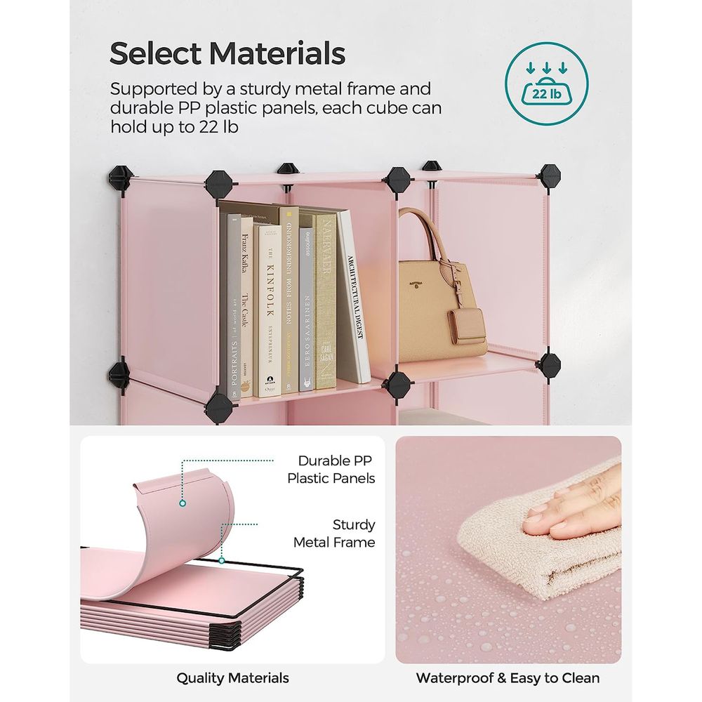 SONGMICS 6 Cube Storage Organizer with Feet and Rubber Mallet