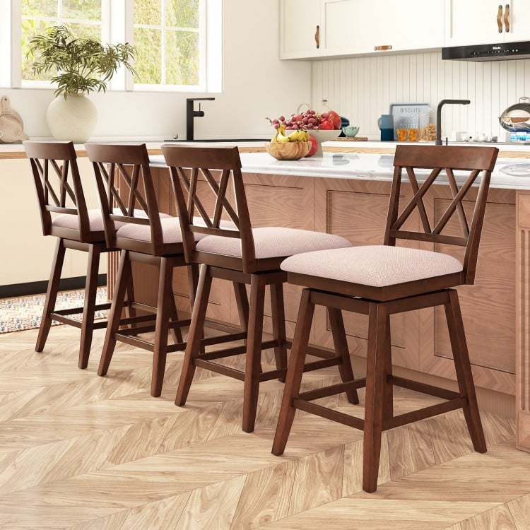 24 Inch Counter Height Barstools with Backrest and Upholstered Seat Cushion for Kitchen Dining Room-24 Inch
