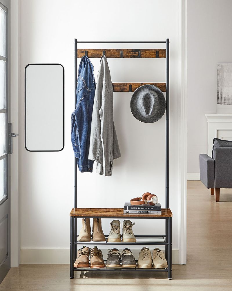 VASAGLE Coat Rack with Shoe Storage Bench