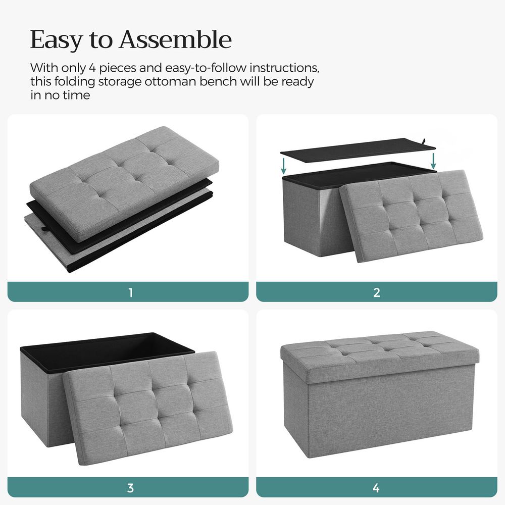 SONGMICS 30 Inches Folding Storage Ottoman Bench