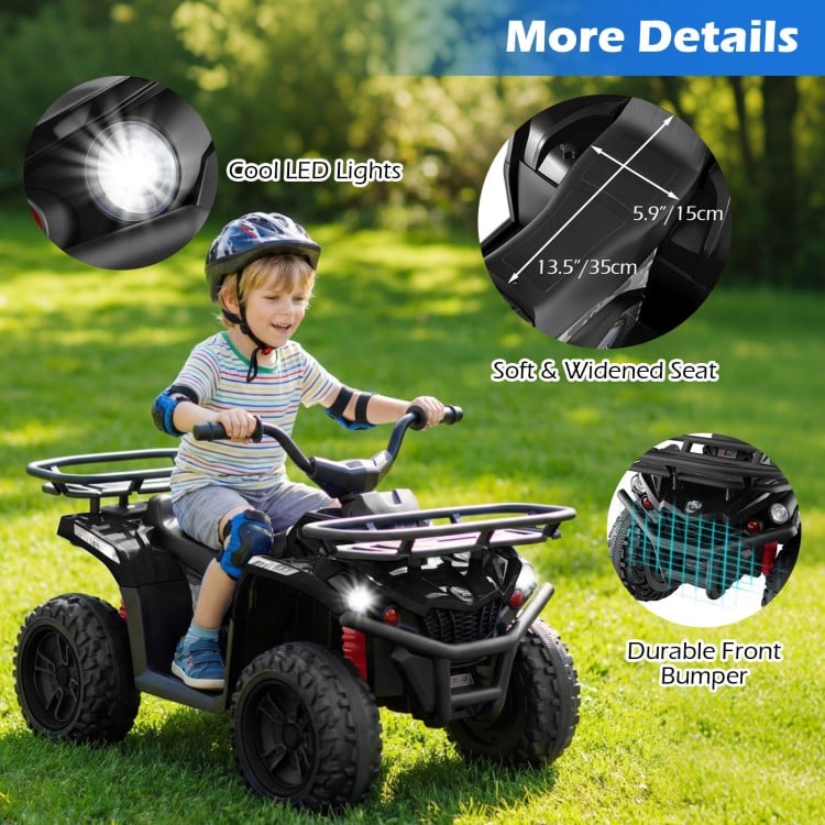 24V Electric Ride On Quad with LED Headlights-Black